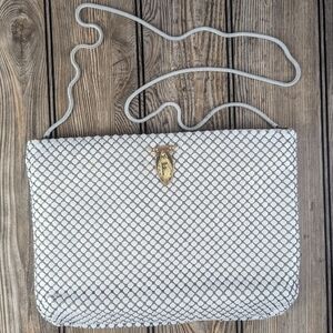 White Metal Scale Crossbody Clutch Handbag With No Makers Tag Inside